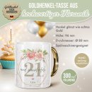 Tasse mit Goldhenkel zum 21. Geburtstag - Mit Name -...