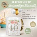 Tasse mit Goldhenkel zum 40. Geburtstag - Mit Name -...