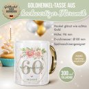 Tasse mit Goldhenkel zum 60. Geburtstag - Mit Name -...