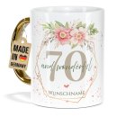Tasse mit Goldhenkel zum 70. Geburtstag - Mit Name -...
