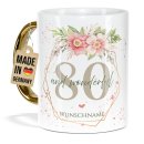 Tasse mit Goldhenkel zum 80. Geburtstag - Mit Name -...