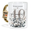 Tasse mit Goldhenkel zum 40. Geburtstag - Mit Name -...