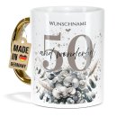 Tasse mit Goldhenkel zum 50. Geburtstag - Mit Name -...
