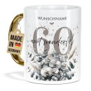 Tasse mit Goldhenkel zum 60. Geburtstag - Mit Name -...