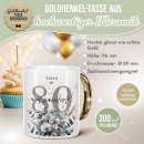 Tasse mit Goldhenkel zum 80. Geburtstag - Mit Name -...