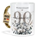 Tasse mit Goldhenkel zum 90. Geburtstag - Mit Name -...