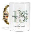 Tasse mit Goldhenkel zum 13. Geburtstag - Mit Name -...
