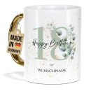 Tasse mit Goldhenkel zum 18. Geburtstag - Mit Name -...
