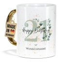 Tasse mit Goldhenkel zum 21. Geburtstag - Mit Name -...