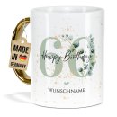 Tasse mit Goldhenkel zum 60. Geburtstag - Mit Name -...