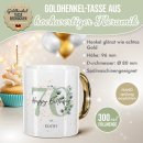 Tasse mit Goldhenkel zum 70. Geburtstag - Mit Name -...