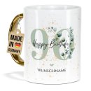 Tasse mit Goldhenkel zum 90. Geburtstag - Mit Name -...