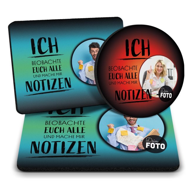 B&uuml;ro Mousepad mit Foto - Ich beobachte euch alle und mache mir Notizen