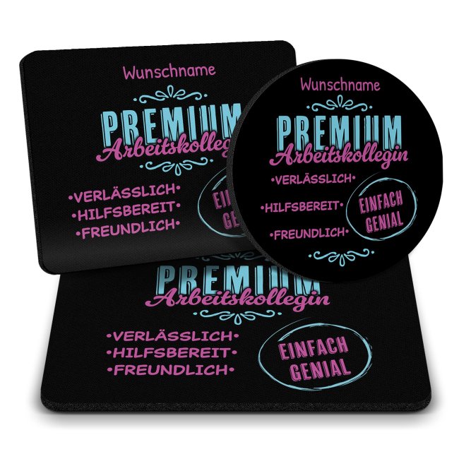 B&uuml;ro Mousepad mit Name - Premium Arbeitskollegin - Einfach Genial