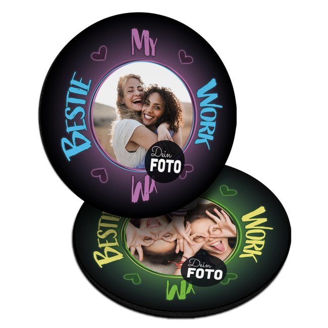 B&uuml;ro Mousepad mit Foto - Work Besties forever - Rund