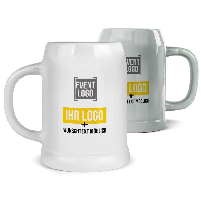 Bierkrug aus Keramik - 500 ml - ohne Deckel - 2 Farben