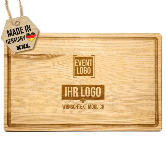 Gro&szlig;es Schneidebrett - Ge&ouml;lte Kernesche - mit Saftrille - 40 x 25 cm