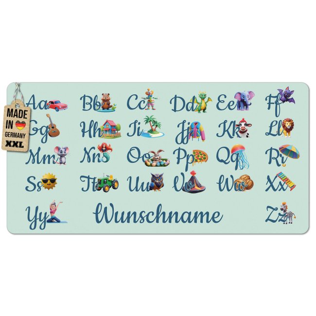 Tischset f&uuml;r Kinder - Alphabet - mit Name - 2 Gr&ouml;&szlig;en