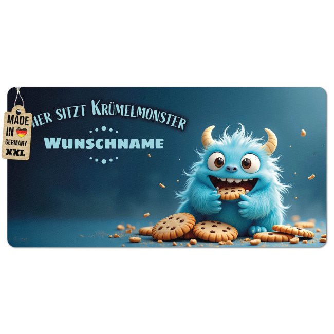 Tischset f&uuml;r Kinder - Hier sitzt Kr&uuml;melmonster - mit Name - 2 Gr&ouml;&szlig;en