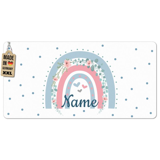 Tischset f&uuml;r Kinder - Regenbogen rosa - mit Name - 2 Gr&ouml;&szlig;en