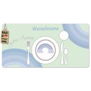 Tischset f&uuml;r Kinder - Regenbogen blau - mit Name - 2...