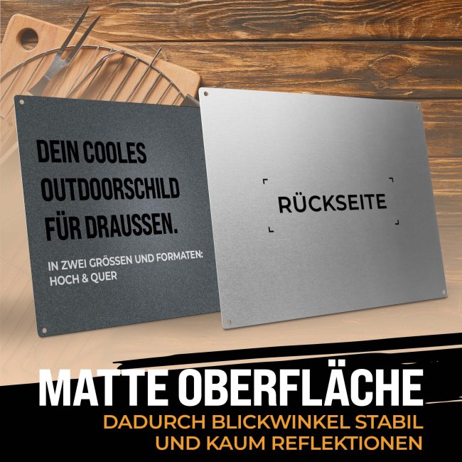 Outdoorschild Grillen - Grillen Chillen, Bierchen killen  - 28x20 cm