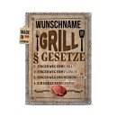 Outdoorschild Grillen - Grillgesetze - mit Name - in 2...