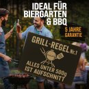 Outdoorschild Grillen - Grillregel, alles unter 500 g ist...