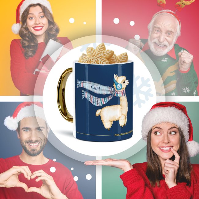 Weihnachtstasse mit Goldhenkel - Collecting Moments 2025 No. 04 - Alpaka - mit Name