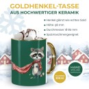 Weihnachtstasse mit Goldhenkel - Waschb&auml;r - mit Name