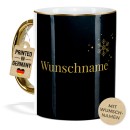 Weihnachtstasse mit Goldhenkel - Schneeflocke - mit Name