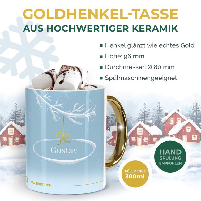 Weihnachtstasse mit Goldhenkel - Collecting Moments 2025 No. 10 - Schneemann - mit Name