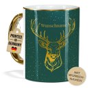 Weihnachtstasse mit Goldhenkel - Hirsch - mit Name