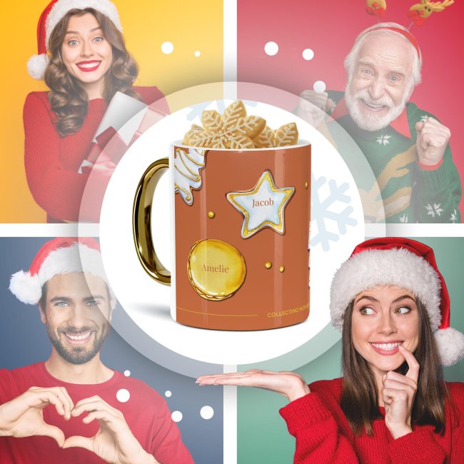 Weihnachtstasse mit Goldhenkel - Collecting Moments 2025 No. 15 - Kekse - mit Namen