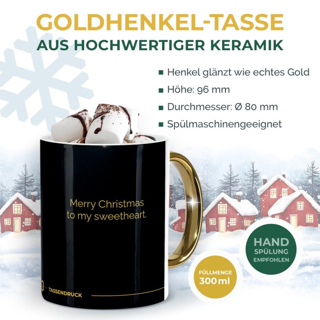 Weihnachtstasse mit Goldhenkel - Collecting Moments 2025 No. 16 - Peace and Joy - mit Text