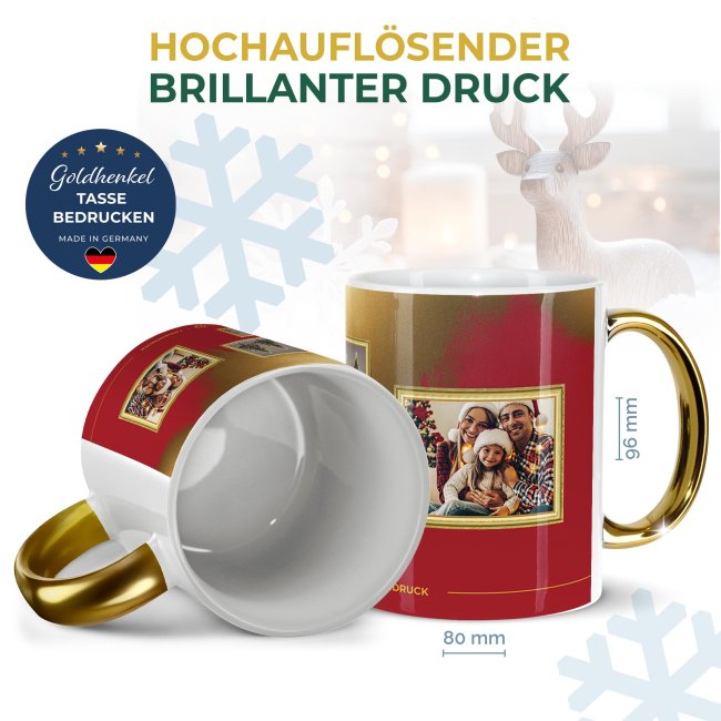 Weihnachtstasse mit Goldhenkel - Collecting Moments 2025 No. 17 - Bilderrahmen - mit Fotos