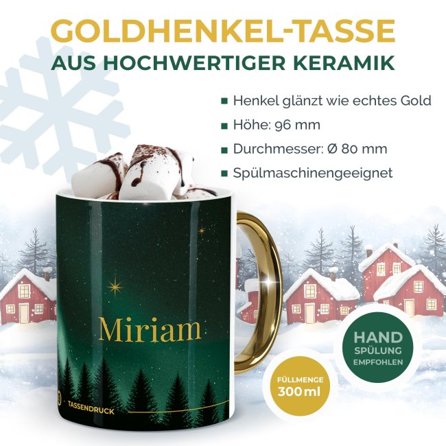Weihnachtstasse mit Goldhenkel - Collecting Moments 2025 No. 20 - Sternenhimmel - mit Name