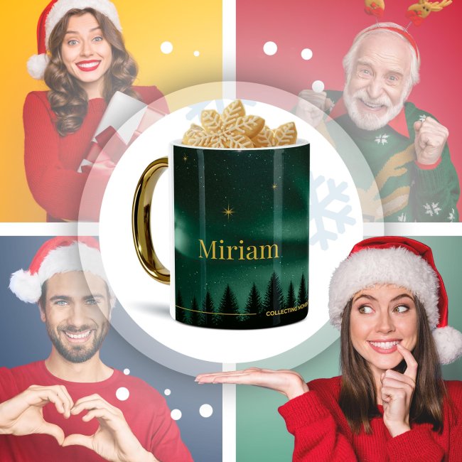 Weihnachtstasse mit Goldhenkel - Collecting Moments 2025 No. 20 - Sternenhimmel - mit Name