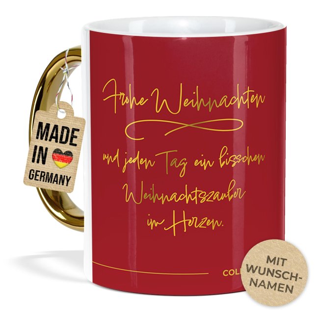 Weihnachtstasse mit Goldhenkel - Collecting Moments 2025 No. 22 - Weihnachtszauber - mit Namen