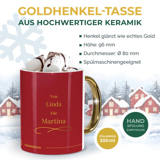 Weihnachtstasse mit Goldhenkel - Collecting Moments 2025 No. 22 - Weihnachtszauber - mit Namen