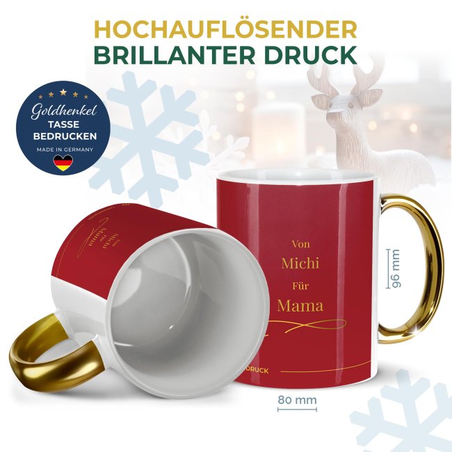 Weihnachtstasse mit Goldhenkel - Collecting Moments 2025 No. 22 - Weihnachtszauber - mit Namen