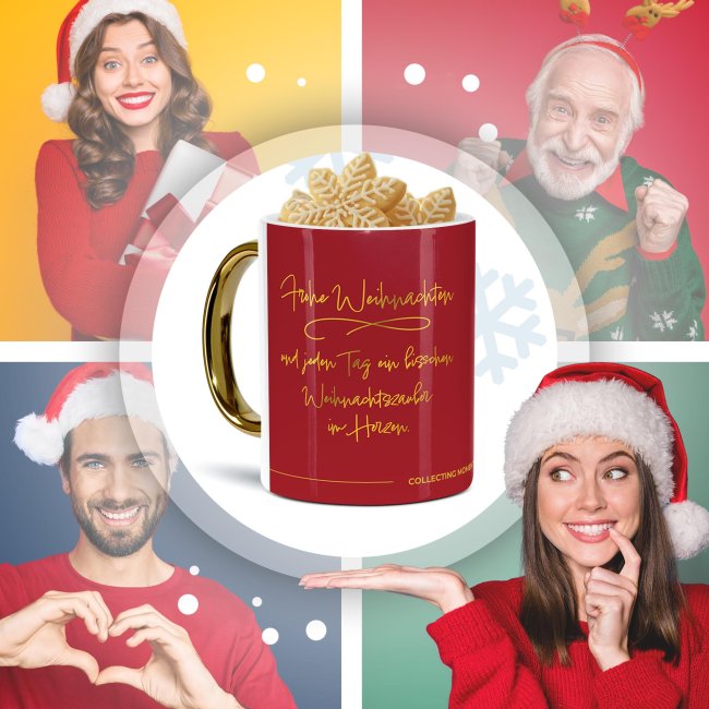 Weihnachtstasse mit Goldhenkel - Collecting Moments 2025 No. 22 - Weihnachtszauber - mit Namen