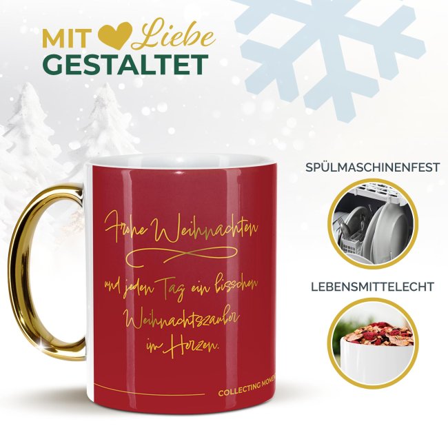Weihnachtstasse mit Goldhenkel - Collecting Moments 2025 No. 22 - Weihnachtszauber - mit Namen