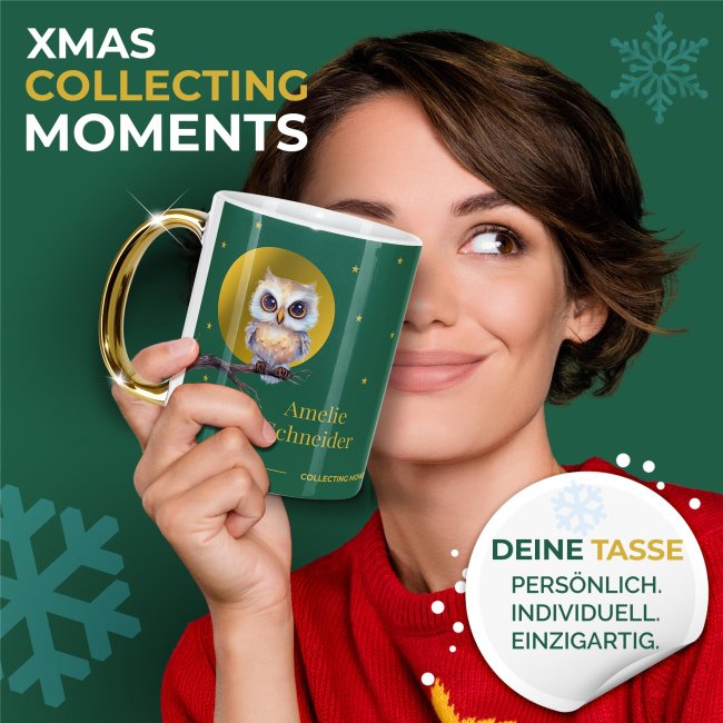 Weihnachtstasse mit Goldhenkel - Collecting Moments 2025 No. 23 - Waldtiere - mit Namen