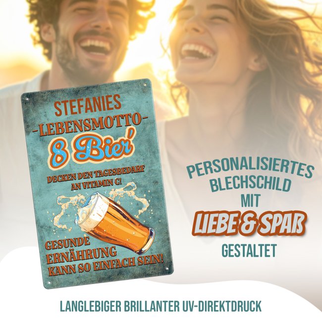 Blechschild - 8 Bier - mit Name - 3 verschiedene Gr&ouml;&szlig;en im Hochformat