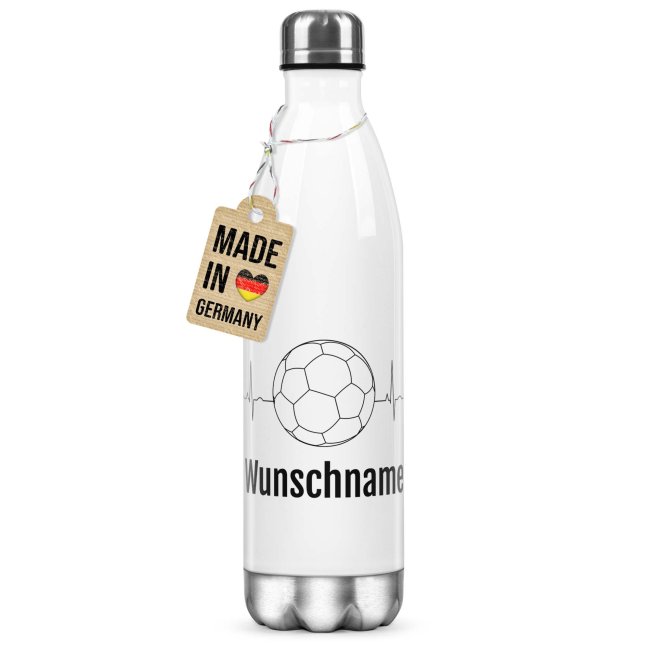 Fu&szlig;ball-Trinkflasche f&uuml;r Kinder - Fu&szlig;ball EKG - mit Name