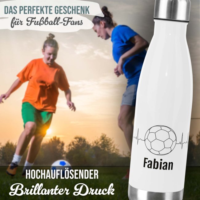 Fu&szlig;ball-Trinkflasche f&uuml;r Kinder - Fu&szlig;ball EKG - mit Name