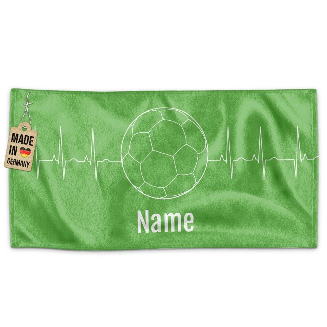 Fu&szlig;ball-Handtuch - EKG-Design mit Wunschname