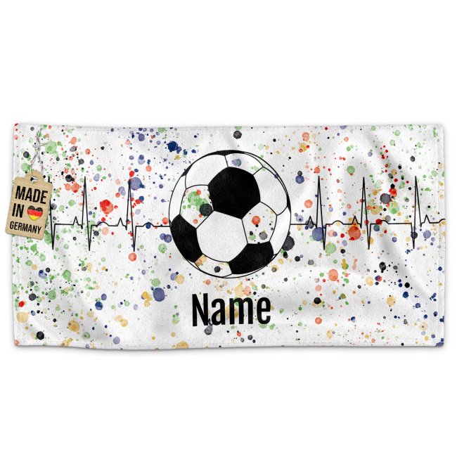 Fu&szlig;ball-Handtuch - Buntes EKG-Design mit Wunschname