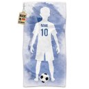 Fu&szlig;ball-Handtuch - Spieler Junge Blau mit Name...